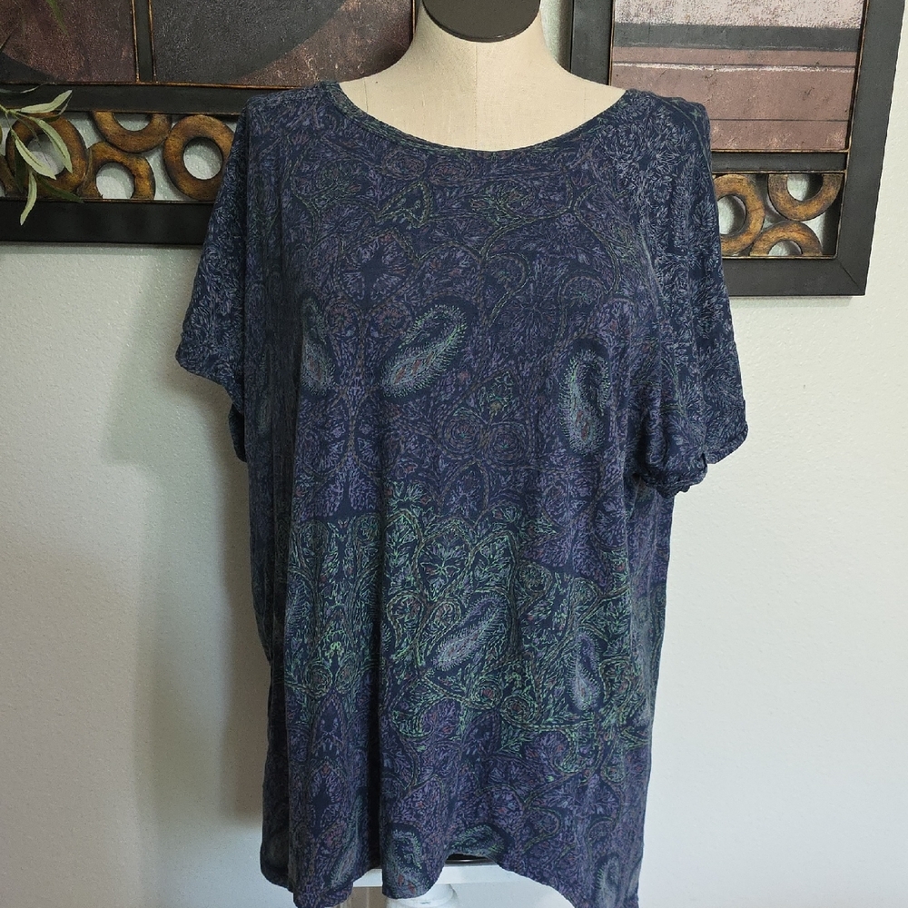 Lucky Brand Blue Boxy T-Shirt Blouse